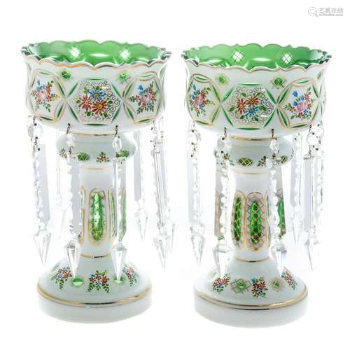 Pair Continental Cased Glass Lustres