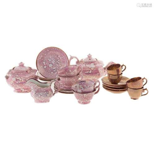 Staffordshire Pink Lustre Resist Child's Tea Set