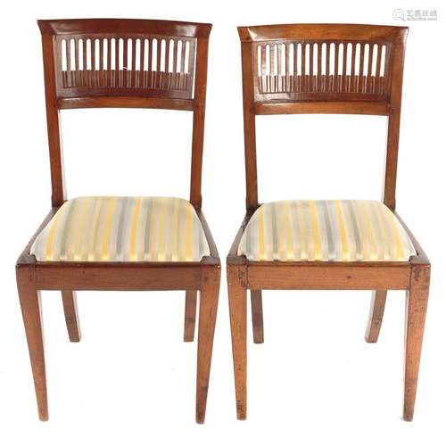 Pair Italian Carved Walnut Side Chairs