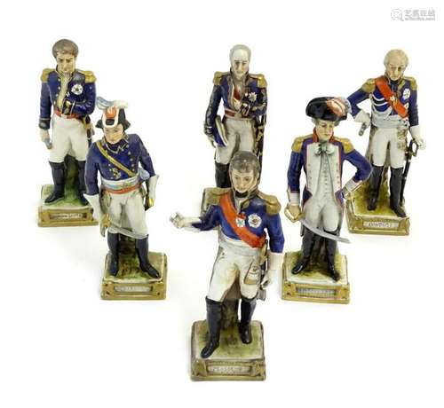 A group of six French ceramic Napoleonic military