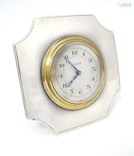 An Art Deco 8-day clock with easel back  within a