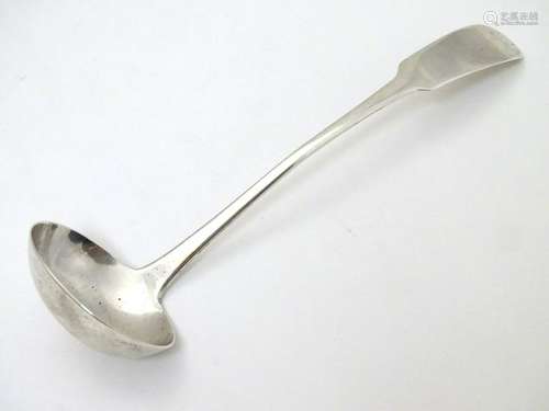 A Wm IV Scottish silver fiddle pattern sauce ladle