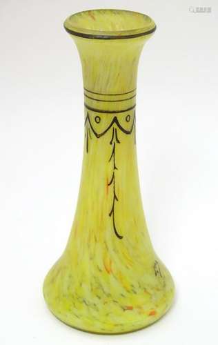 Auguste Legras: an Art Deco signed yellow marbled vase,