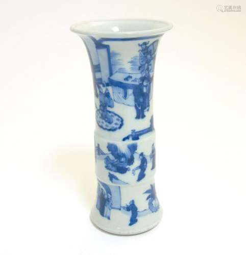 A Chinese blue and white Gu vase with underglaze blue