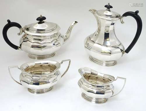 A silver plate 4 piece tea set