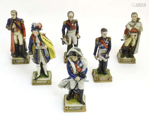 A group of six French ceramic Napoleonic military