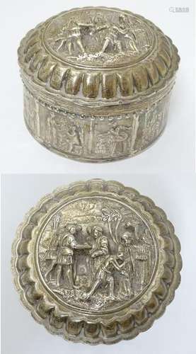 A Dutch silver pot and cover, decorated with a boarder