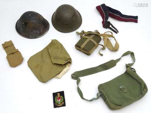 Militaria: an assortment of mid-20thC British army kit,