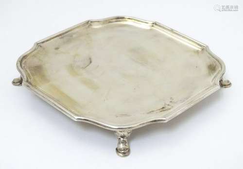 A silver visiting card tray hallmarked London 1929