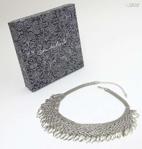 A Jon Richard  silver plate necklace with stylised leaf