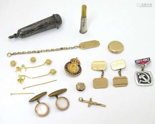 Assorted items including a silver cheroot mouthpiece