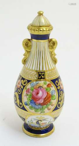 A small Crown Staffordshire lidded vase with panelled