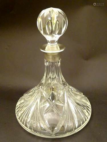 Ship's Decanter: a hallmarked silver collared crystal