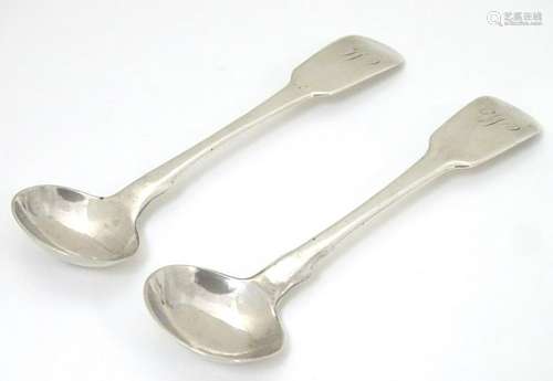 A pair of silver salt spoons hallmarked London 1819