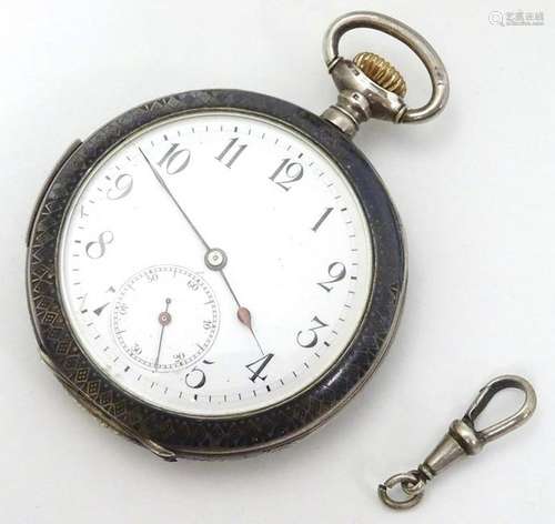 Niello decorated top wind chiming Pocket watch: a .935