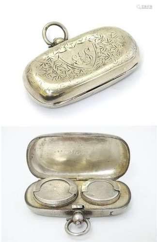 A silver sovereign case / carrier of oblong form