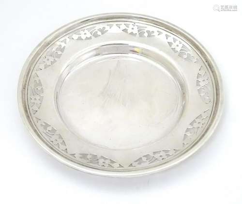 A Canadian sterling  silver dish with fretwork