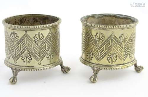 A pair 19thC silver plate salt frames in the manner of