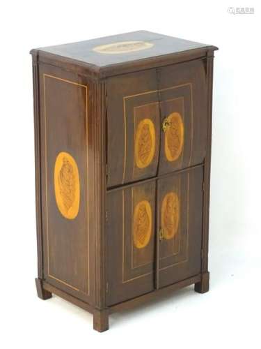 A Dutch 19thC mahogany and marquetry music cabinet,