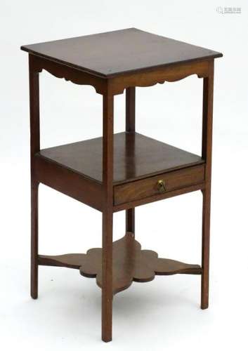 A late 19thC mahogany bedside table, with a square top