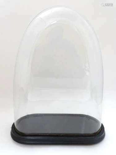 Victorian glass dome and base: a large Victorian clear