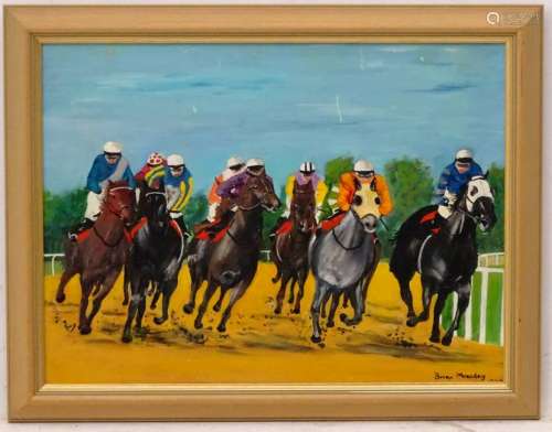 Brian Measday, 1990, Oil on board,  'All weather track,