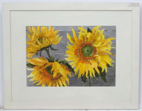 M... Steiner, XX, Acrylic,  Sunflowers, Signed lower