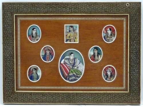 XIX, Indian School, Watercolour miniatures mounted as