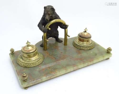 A c1900 Russian desk standish / desk set decorated with
