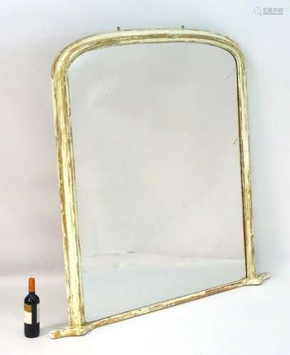 A large painted Victorian over mantel mirror.  59''