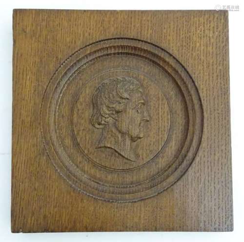 An 18th / 19thC Grand Tour oak panel with a roundel