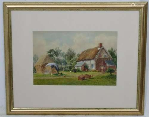 Ward Heys (XIX), Watercolour and gouache,  A thatched