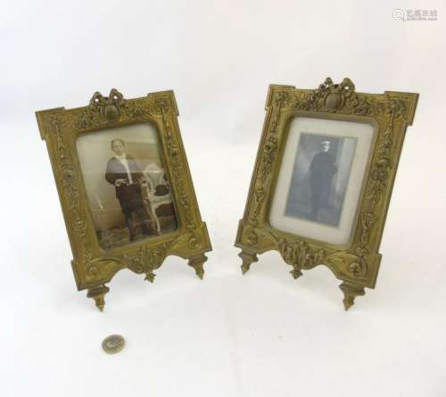 A pair of 19thC easel / strut photograph frames having