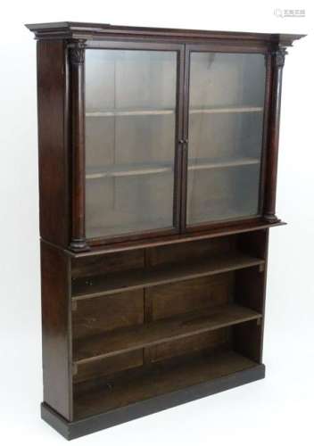 A mid / late 19thC rosewood bookcase, having a moulded