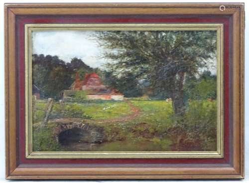 Frank Moss Bennett (1874-1953), Oil on canvas, 'Farm at