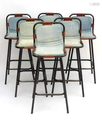 Vintage Retro : A set of 6 mid century high stools with