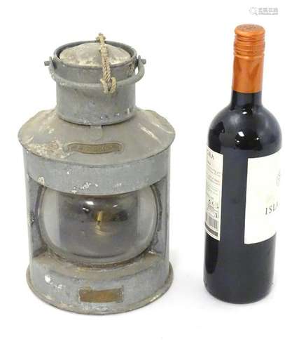 Ship's Lamp: A galvanised 'Meteor Stern ' oil lamp ,