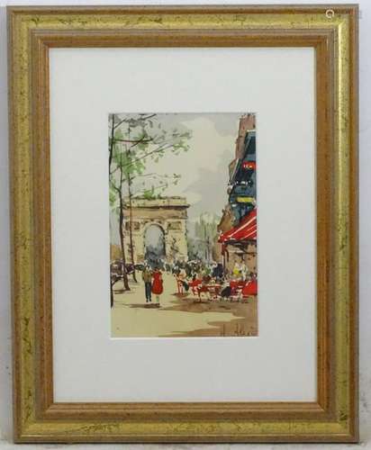 H. Alexis XX French, Watercolour, Figures by the Arc de