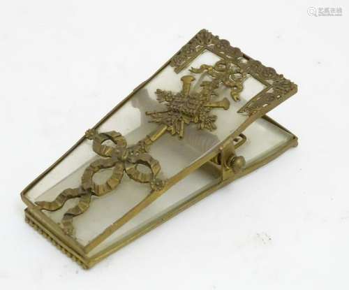 Paperclip: a 19thC glass and gilt metal sprung