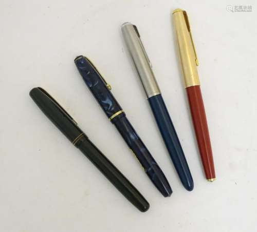 Fountain Pens: a collection of 4 ink pens to include a