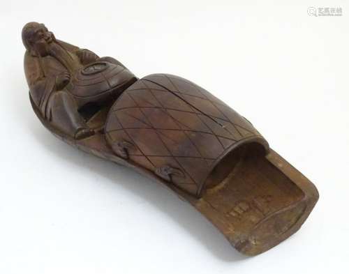 Oriental Bamboo Root carving: a carving of a Sage