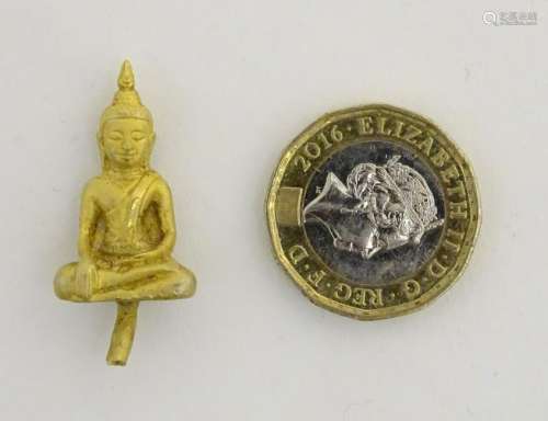 An early 21stC cast and gold finish stupa Buddha in a