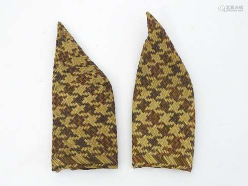 A pair of Indonesian straw work pair knife sheaths, 6