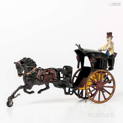 Cast Iron Horse-drawn Cab with Driver Toy