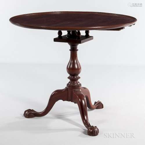 Carved Mahogany Birdcage Tilt-top Tea Table