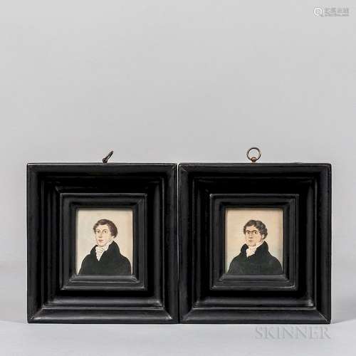 Two Watercolor Portrait Miniatures