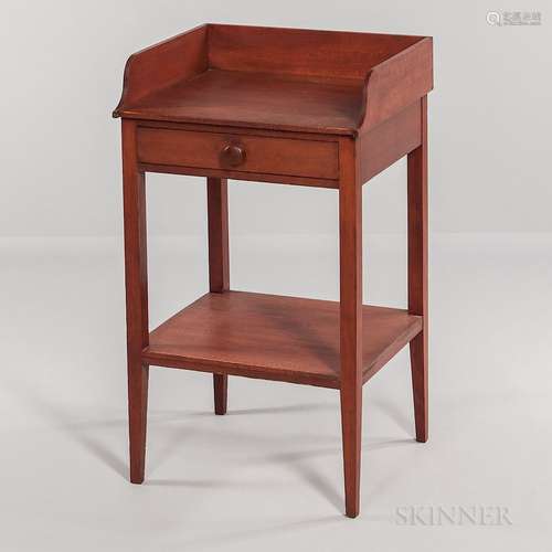 Shaker Red-painted Maple Washstand with Shelf