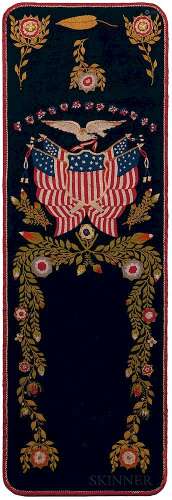 Embroidered Patriotic Textile with Eagle