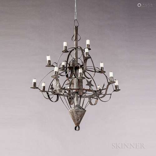 Tin Fourteen-light Star-decorated Chandelier