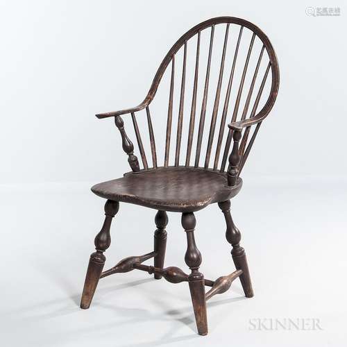 Brown-painted Continuous Arm Bow-back Windsor Chair